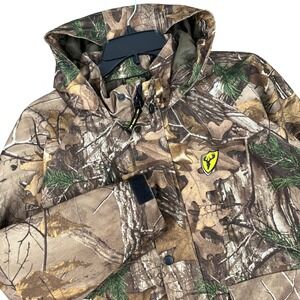 Realtree System Layer 3 Camo Scent Blocker Hunting Jacket Hooded Parka L Kids